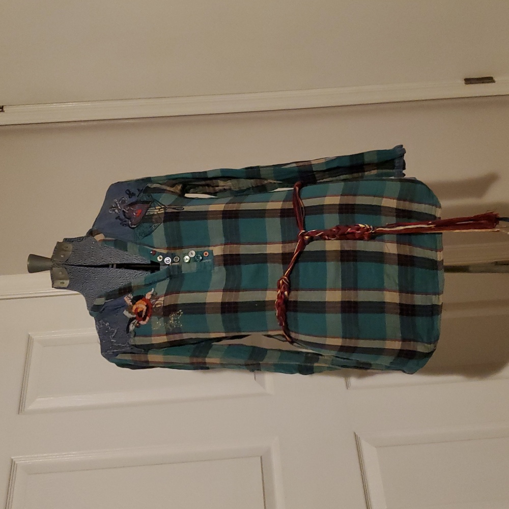 Desigual plaid shirt Teal Small